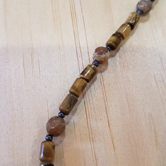 Brown/Beige Marble Gemstone Necklace - Picture 4 of 4